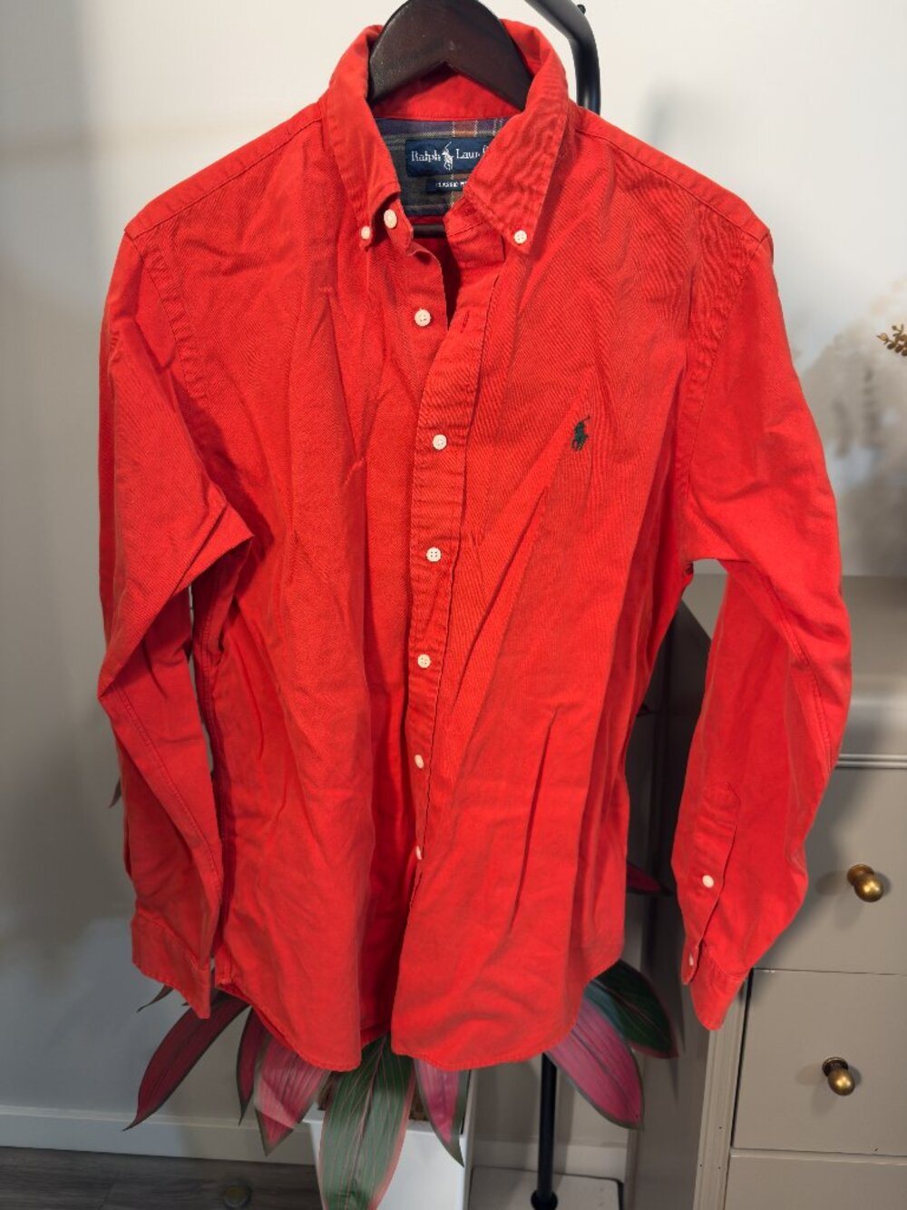 Ralph Lauren Orange/Rust Long Button-Down Classic Fit Shirt